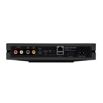 Bluesound Node Netzwerk-Streamer Schwarz Rückansicht mit Cinch, Subwoofer-Out, Koax, Optical, HDMI eARC und LAN