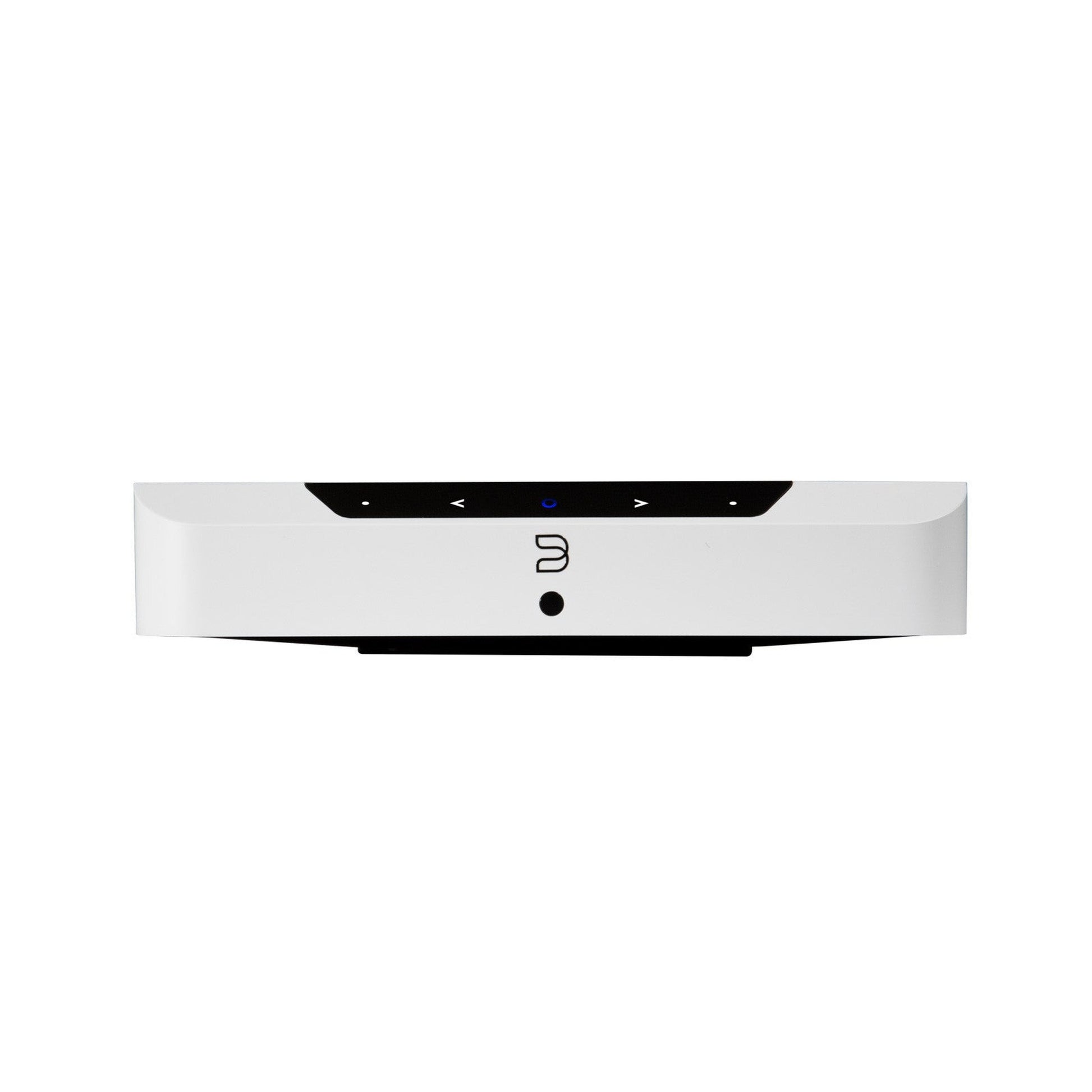 Bluesound Powernode EDGE Streaming-Verstärker Weiss Frontansicht mit Touch-Bedienfeld und Kopfhörerbuchse