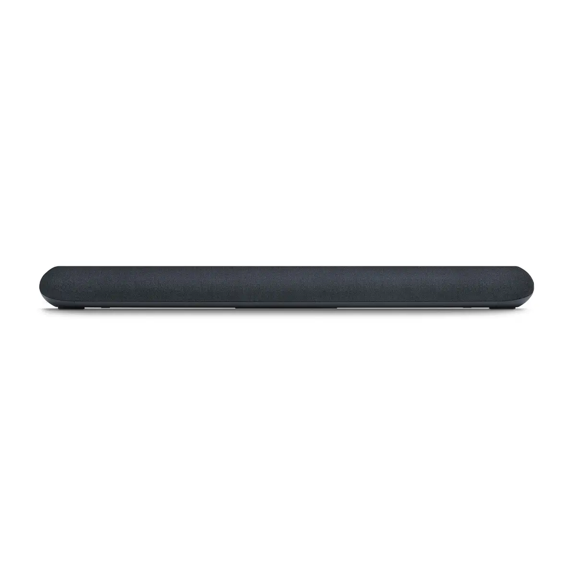 Bluesound Pulse Cinema Mini Soundbar Schwarz Schrägansicht von vorne oben mit Stoffbespannung
