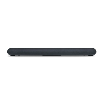 Bluesound Pulse Cinema Mini Soundbar Schwarz Schrägansicht von vorne oben mit Stoffbespannung