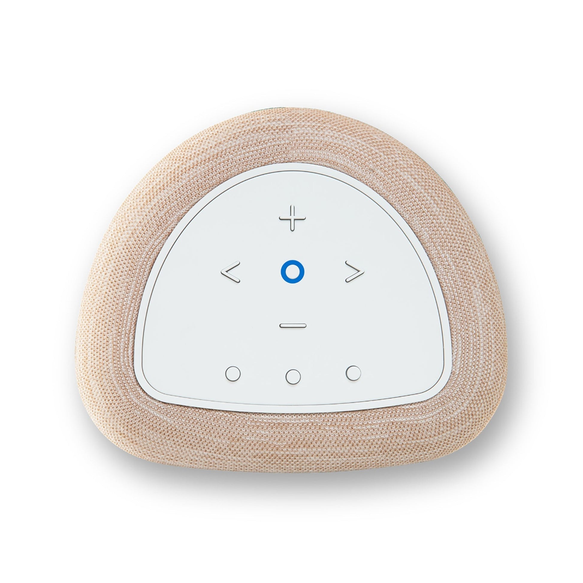 Bluesound Pulse Flex 2025 Streaming-Lautsprecher Beige Draufsicht auf das Touch-Bedienfeld