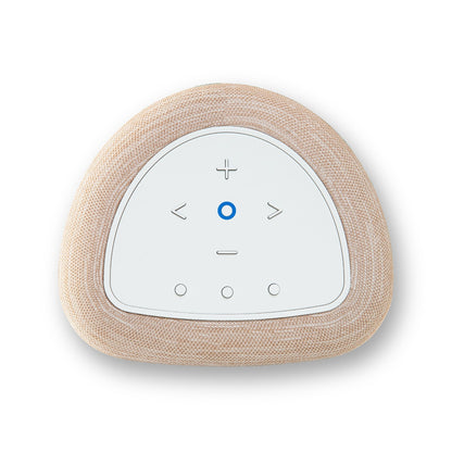 Bluesound Pulse Flex 2025 Streaming-Lautsprecher Beige Draufsicht auf das Touch-Bedienfeld