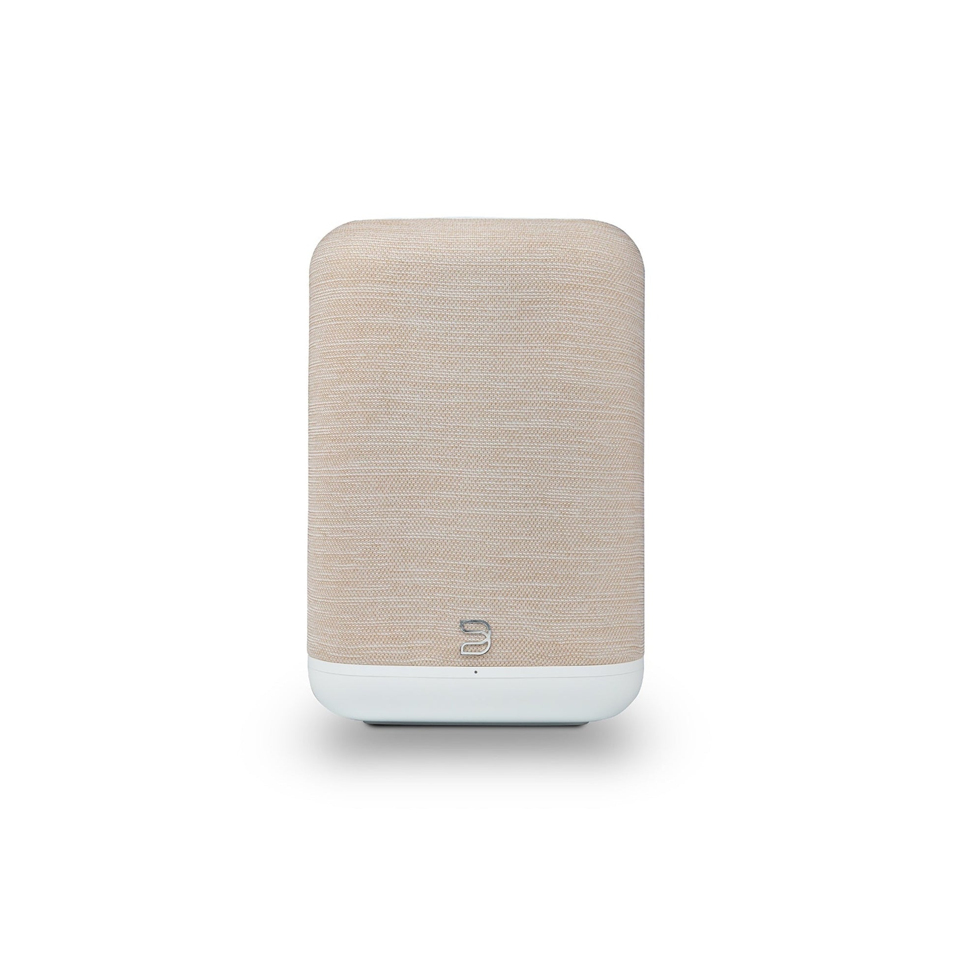 Bluesound Pulse Flex 2025 Streaming-Lautsprecher Beige Frontansicht mit Stoffbespannung