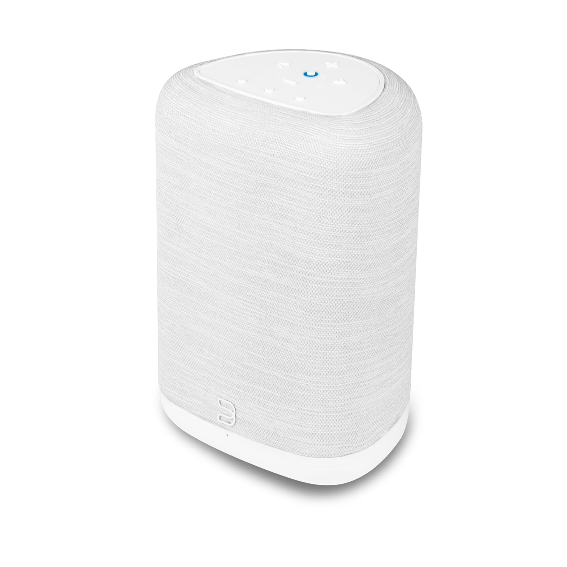 Bluesound Pulse Flex 2025 Streaming-Lautsprecher Weiss Schrägansicht von rechts oben mit Touch-Bedienfeld