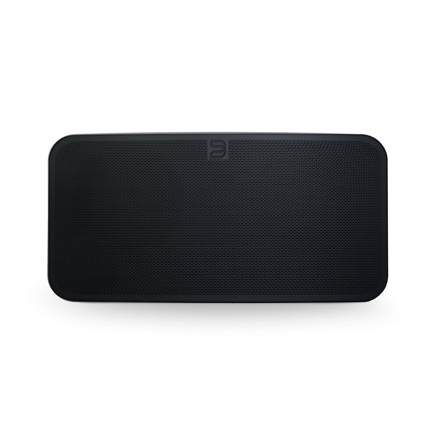 Bluesound Pulse Mini 2i Streaming-Lautsprecher Schwarz Frontansicht mit Lautsprechergitter