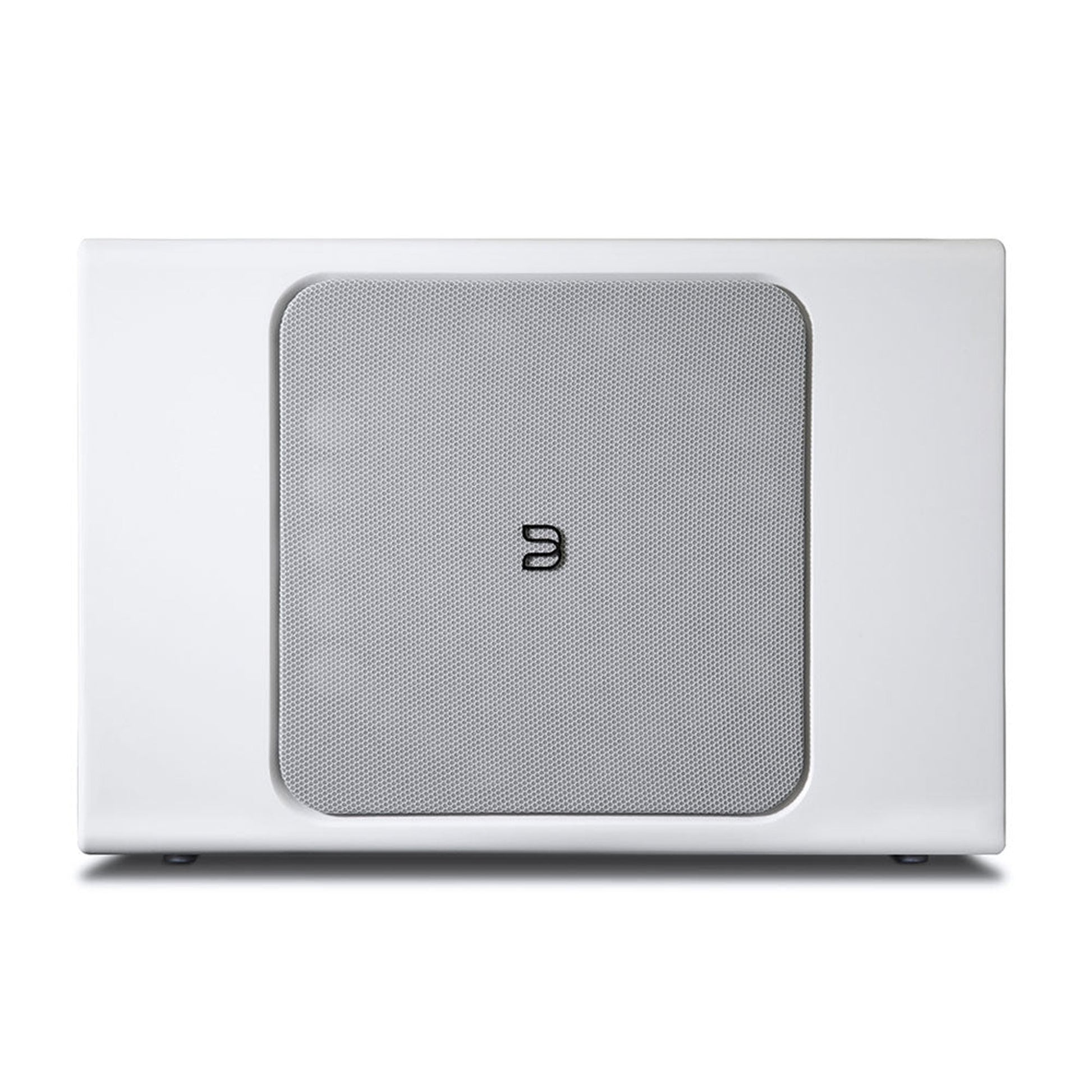 Bluesound Pulse Sub+ Subwoofer Weiss Frontansicht mit Gitter