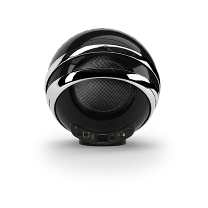 Cabasse The Pearl Aktivlautsprecher Rückansicht mit Anschlussfeld, Ethernet, USB und Cinch, Schwarz
