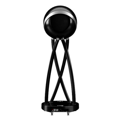 Cabasse The Pearl Pelegrina Standlautsprecher Rückansicht mit Gehäuserückseite und Anschlussfeld am Sockel in Schwarz