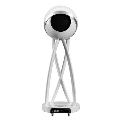 Cabasse The Pearl Pelegrina Standlautsprecher Rückansicht mit Gehäuserückseite und Anschlussfeld am Sockel in Weiss