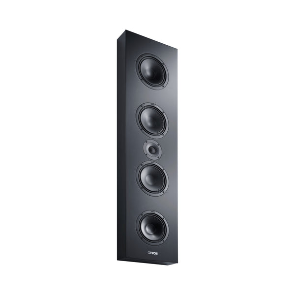 Canton Atelier InWall 11 Einbaulautsprecher schwarz Schrägansicht ohne Frontabdeckung mit fünf sichtbaren Chassis