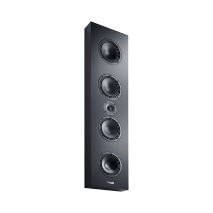 Canton Atelier InWall 11 Einbaulautsprecher schwarz Schrägansicht ohne Frontabdeckung mit fünf sichtbaren Chassis