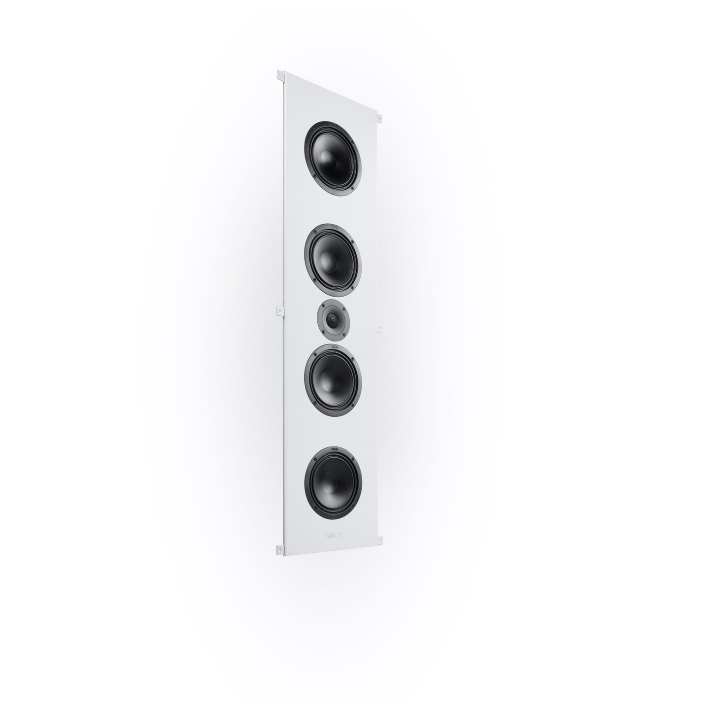 Canton Atelier InWall 11 Einbaulautsprecher weiss Schrägansicht an der Wand ohne Frontabdeckung
