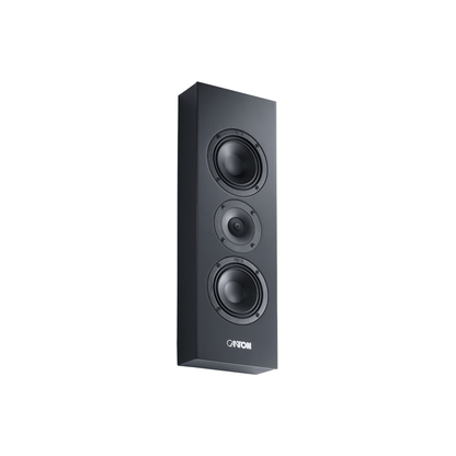 Canton Atelier InWall 5 Einbaulautsprecher schwarz Schrägansicht ohne Abdeckung mit drei Chassis