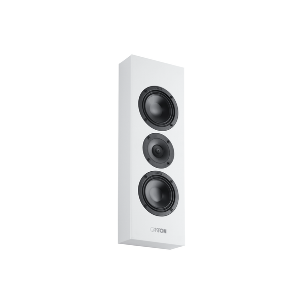 Canton Atelier InWall 5 Einbaulautsprecher weiss Schrägansicht ohne Abdeckung mit drei Chassis