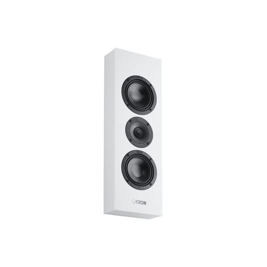 Canton Atelier InWall 5 Einbaulautsprecher weiss Schrägansicht ohne Abdeckung mit drei Chassis