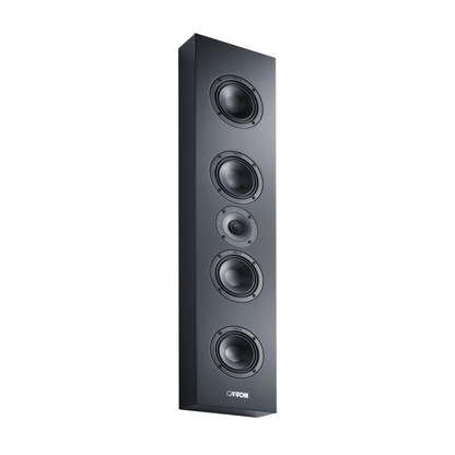 Canton Atelier InWall 9 Einbaulautsprecher schwarz Schrägansicht mit fünf sichtbaren Chassis ohne Frontabdeckung