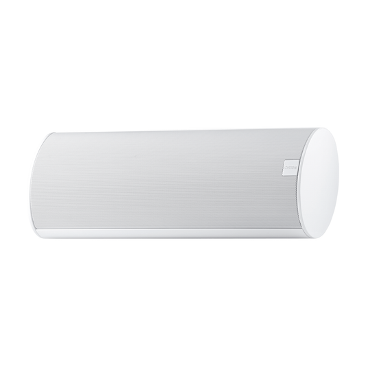 Canton CD 250.3 Center-Lautsprecher Weiss Frontansicht, weisses Aluminiumgehäuse liegend montiert