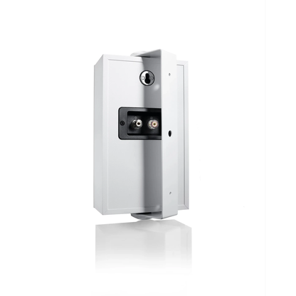 Canton GLE 10 PRO S2 On-Wall-Lautsprecher Weiss Rückansicht mit Anschlussfeld und montiertem Wandhalter