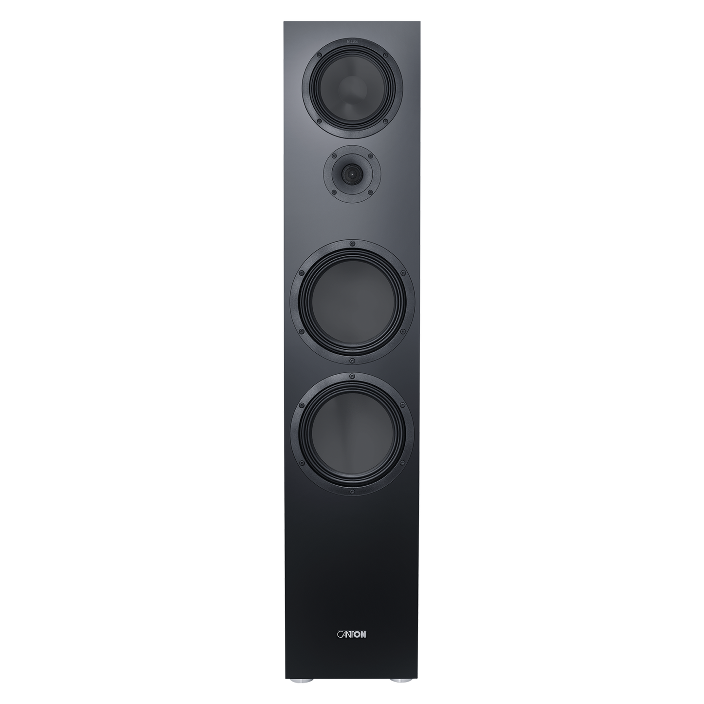 Canton GLE 100 S2 Standlautsprecher Schwarz Frontansicht ohne Abdeckung, Schallwand mit vier Chassis