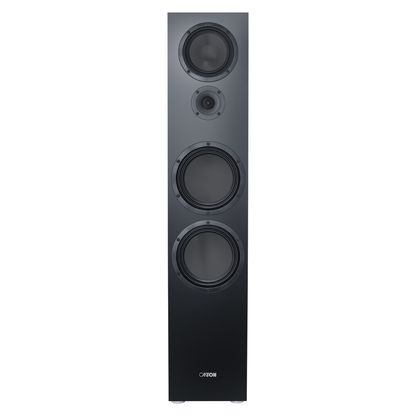 Canton GLE 100 S2 Standlautsprecher Schwarz Frontansicht ohne Abdeckung, Schallwand mit vier Chassis