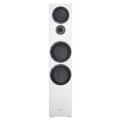 Canton GLE 100 S2 Standlautsprecher Weiss Frontansicht ohne Abdeckung, Schallwand mit vier Chassis