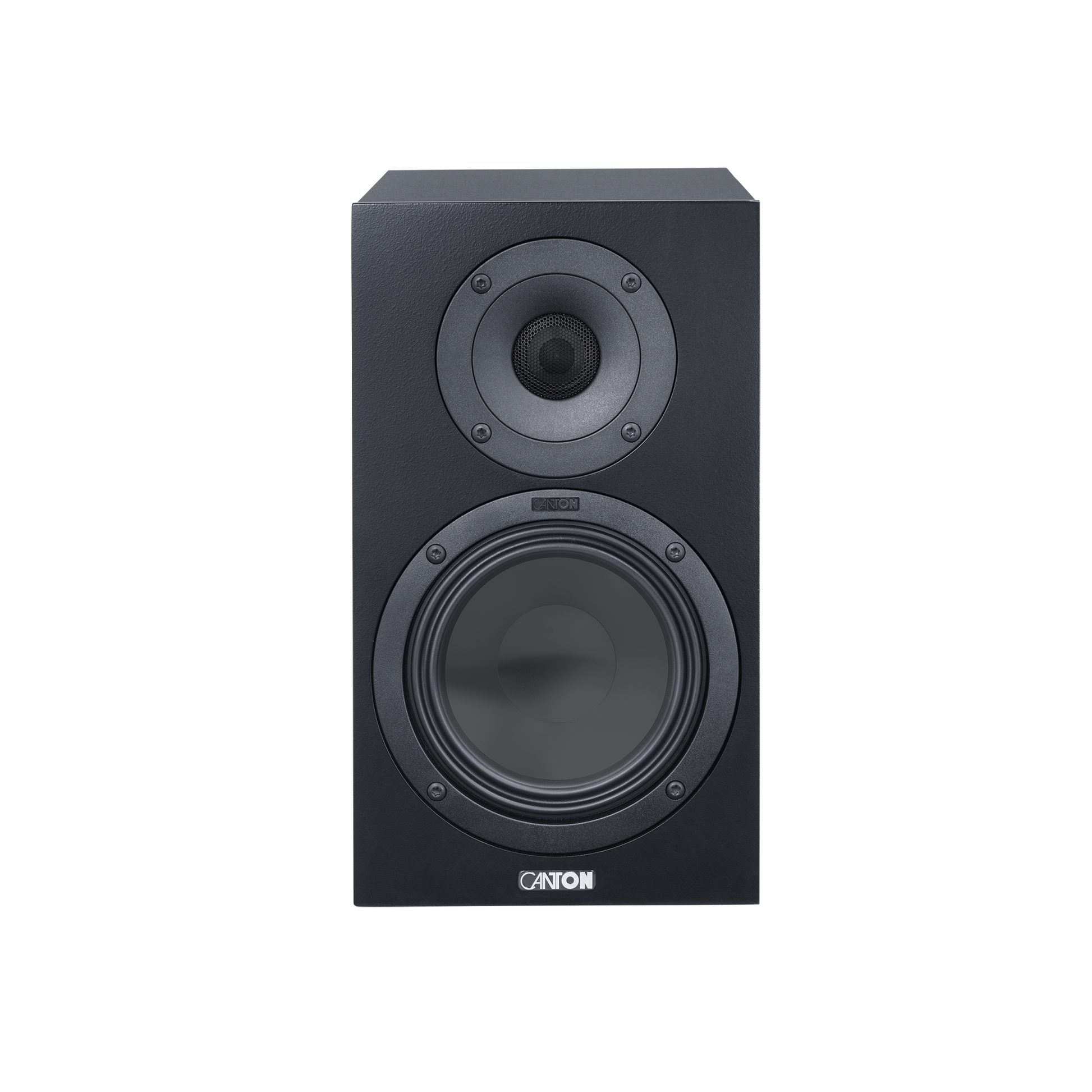 Canton GLE 20 S2 Regallautsprecher Schwarz Frontansicht ohne Abdeckung mit Hochtöner und Waveguide