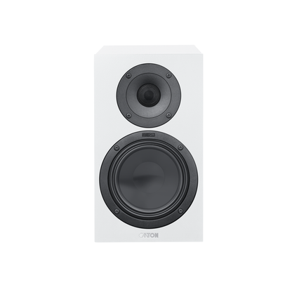 Canton GLE 20 S2 Regallautsprecher Weiss Frontansicht ohne Abdeckung mit Hochtöner und Waveguide