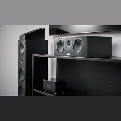Canton GLE 50 Center S2 Center-Lautsprecher Schwarz Lifestyle im Heimkino-Rack unter TV, ohne Abdeckung