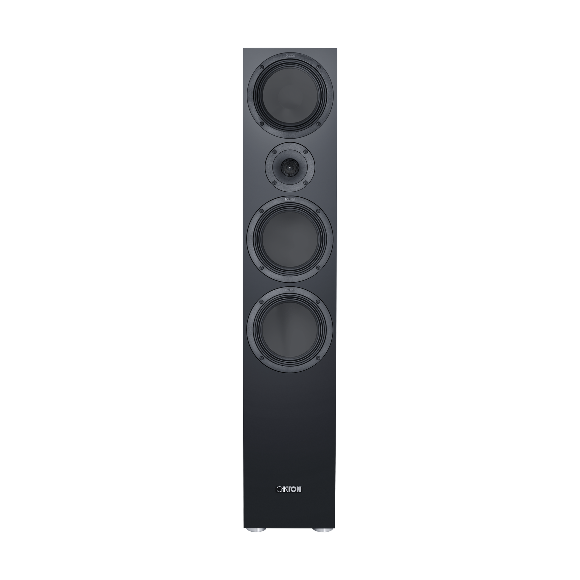 Canton GLE 80 S2 Standlautsprecher Schwarz Frontansicht ohne Abdeckung, Schallwand mit vier Chassis