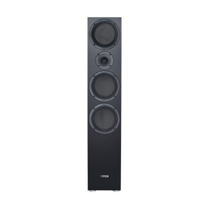 Canton GLE 80 S2 Standlautsprecher Schwarz Frontansicht ohne Abdeckung, Schallwand mit vier Chassis