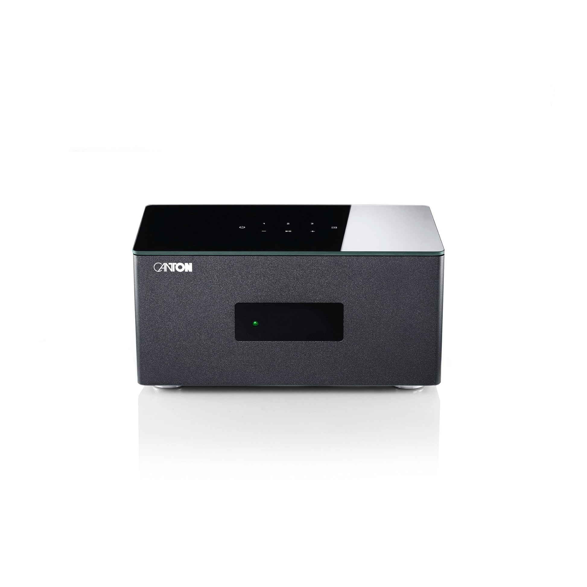 Canton Smart AMP 5.1 S2 Streaming-Verstärker Frontansicht aus erhöhter Perspektive mit Touchbedienfeld
