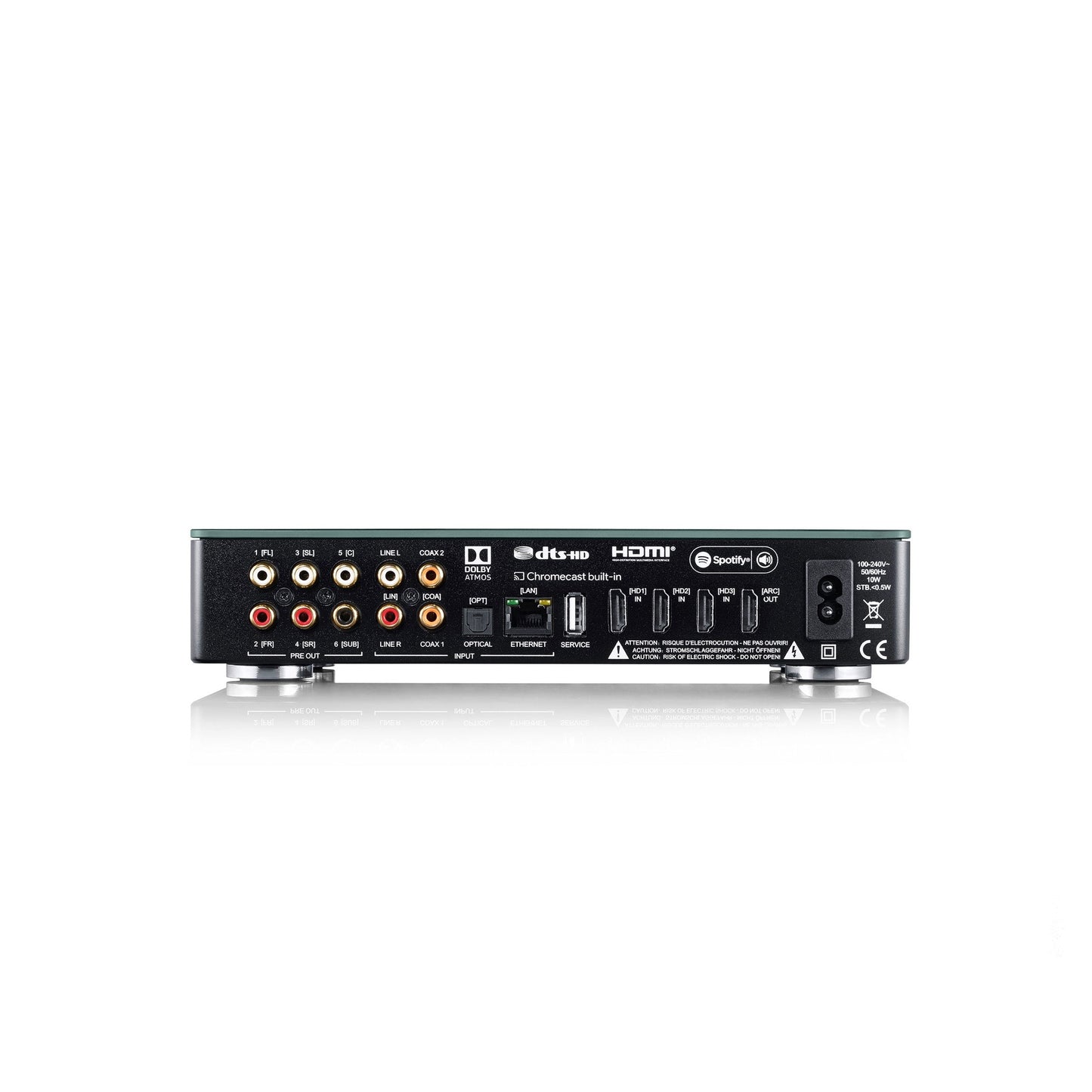 Canton Smart Connect 5.1 S2 Streaming-Vorverstärker Rückansicht mit Cinch-Pre-Outs, HDMI und Ethernet