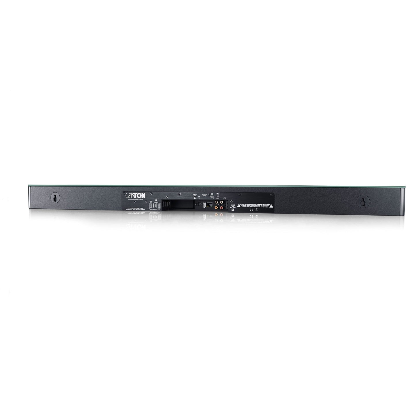 Canton Smart Libero Cinema Set Heimkino-Set Schwarz Rückansicht der Soundbar 10 mit HDMI- und Netzwerkanschlüssen