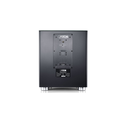 Canton Smart Libero Cinema Set + Smart Sub 8 Heimkino-Set Schwarz Anschlussfeld mit Verstärkermodul und Typenschild