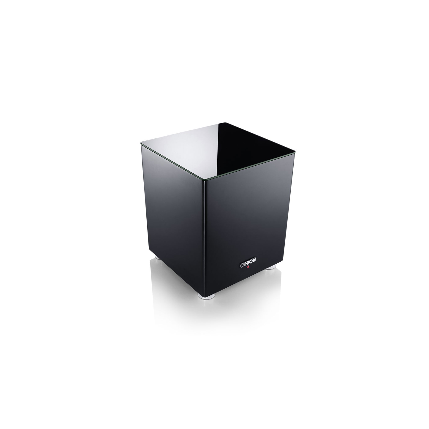 Canton Smart Libero Cinema Set + Smart Sub 8 Heimkino-Set Schwarz Draufsicht auf das würfelförmige Subwoofer-Gehäuse