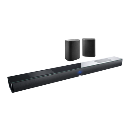 Canton Smart Libero Cinema Set Soundbar 10 Heimkino-Set Schwarz Setansicht mit Soundbar und zwei Lautsprechern