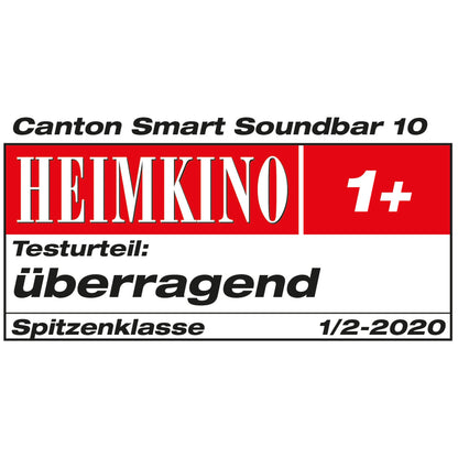 Canton Smart Soundbar 10 S2 Soundbar Auszeichnung Heimkino Testurteil überragend, Spitzenklasse 1/2-2020