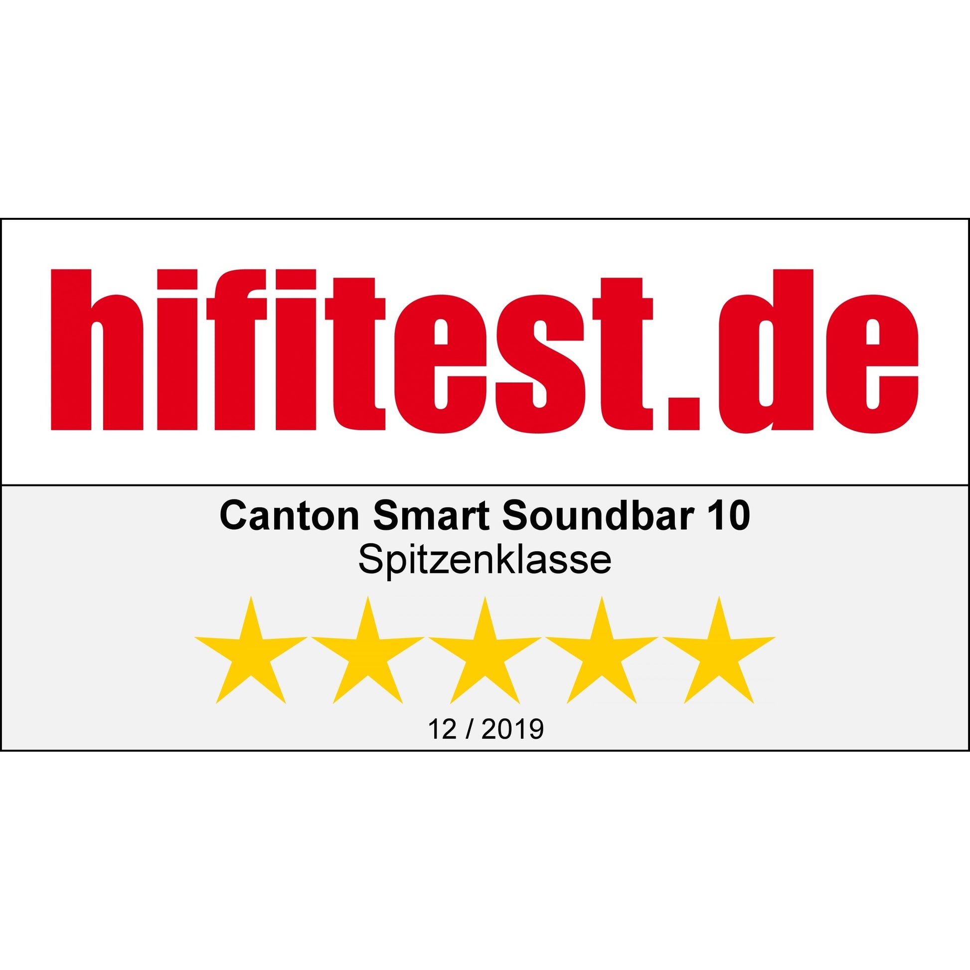 Canton Smart Soundbar 10 S2 Soundbar Auszeichnung hifitest.de Spitzenklasse mit fünf Sternen 12/2019