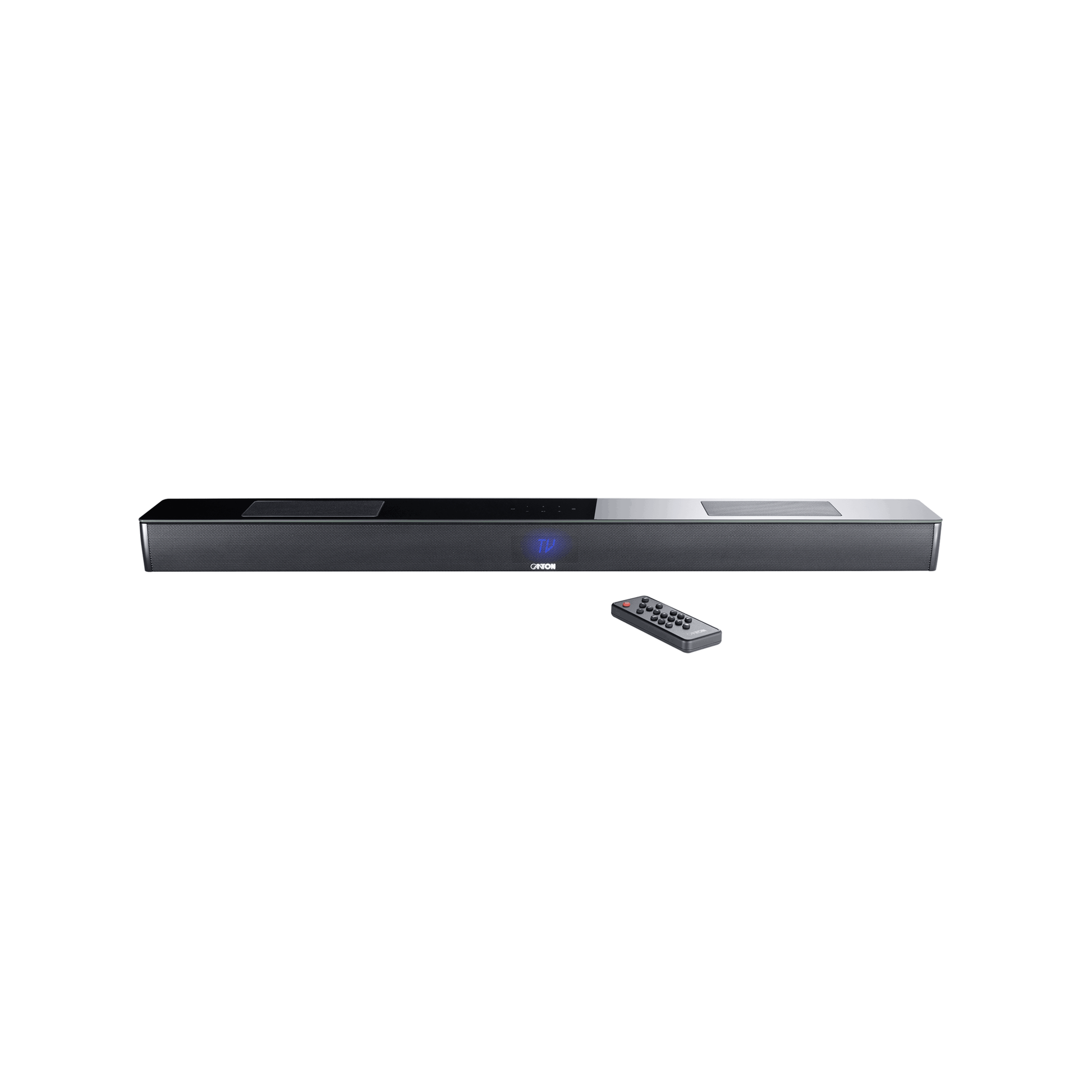 Canton Smart Soundbar 10 S2 Soundbar Schwarz Frontansicht mit Fernbedienung