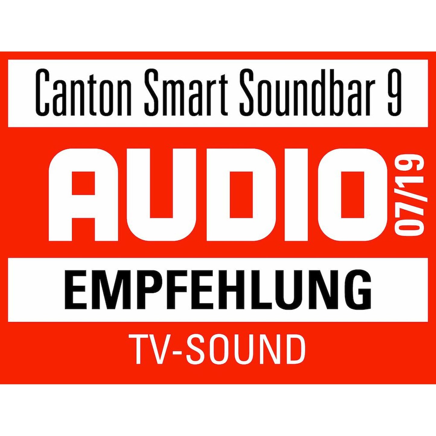 Canton Smart Soundbar 9 S2 Soundbar Auszeichnung AUDIO Empfehlung TV-Sound 07/2019