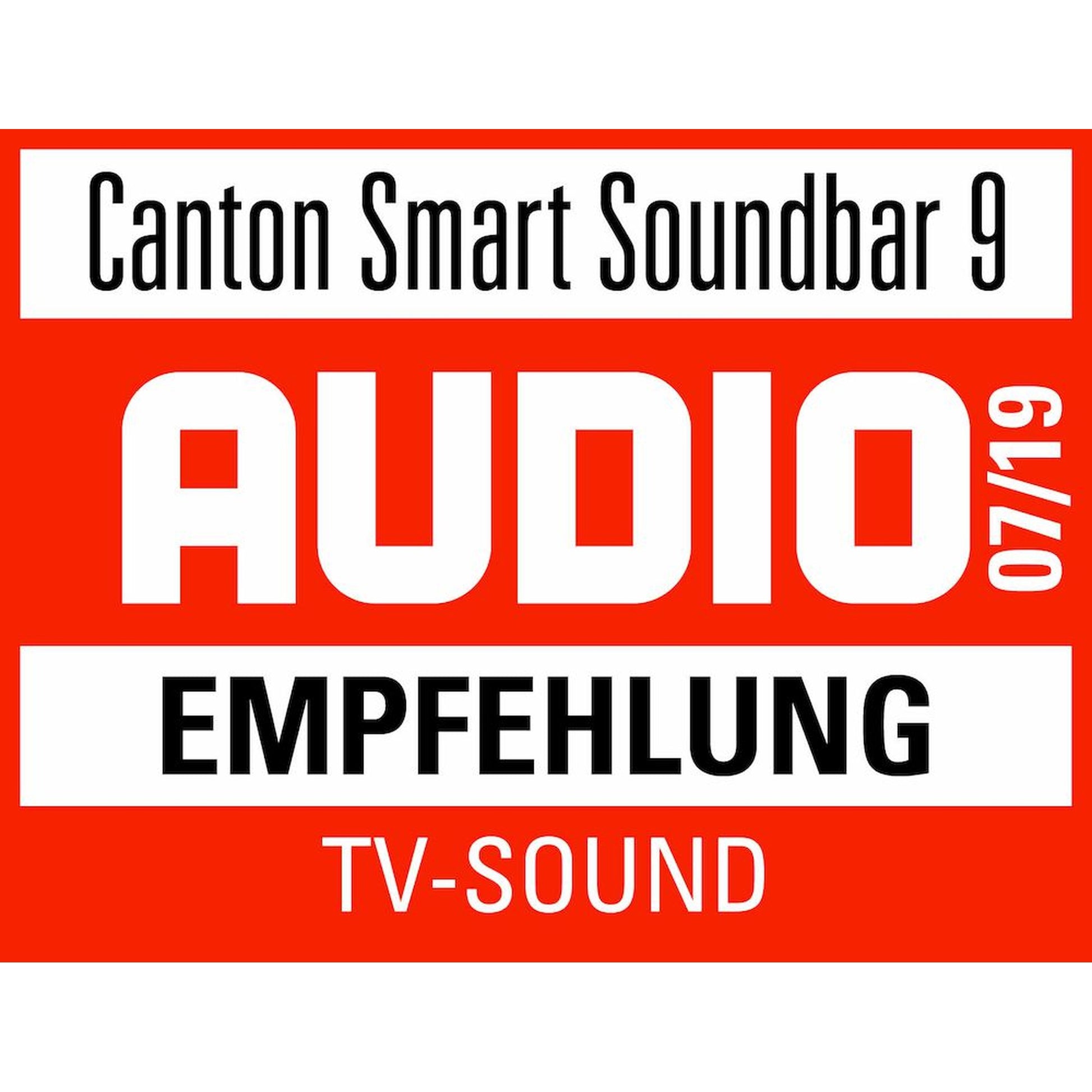 Canton Smart Soundbar 9 S2 Soundbar Auszeichnung AUDIO Empfehlung TV-Sound 07/2019
