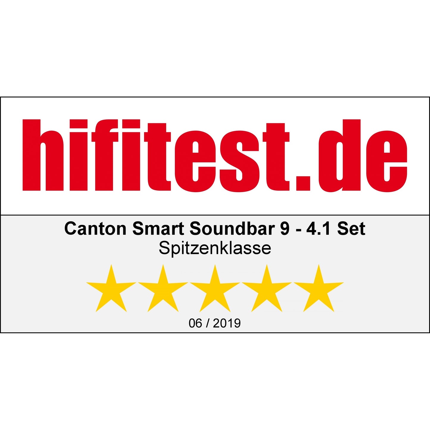 Canton Smart Soundbar 9 S2 Soundbar Auszeichnung hifitest.de Spitzenklasse für das 4.1-Set 06/2019