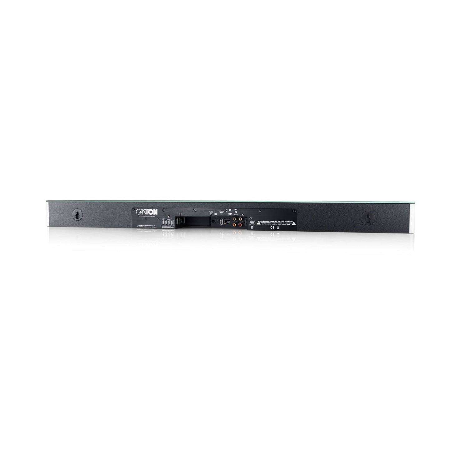 Canton Smart Soundbar 9 S2 Soundbar Rückansicht mit Anschlussfeld, HDMI ARC, optischem Eingang, LAN und USB