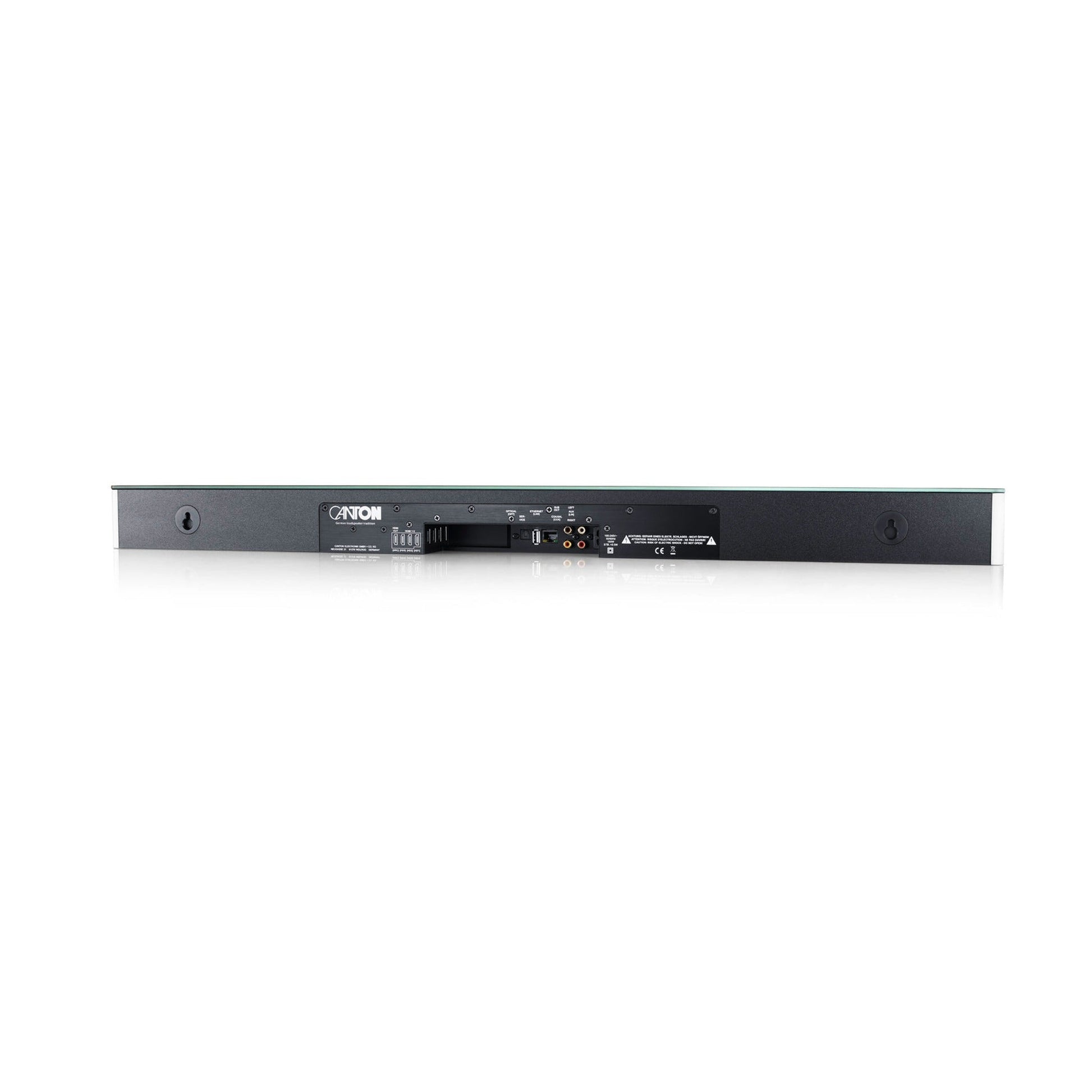 Canton Smart Soundbar 9 S2 Soundbar Rückansicht mit Anschlussfeld, HDMI ARC, optischem Eingang, LAN und USB