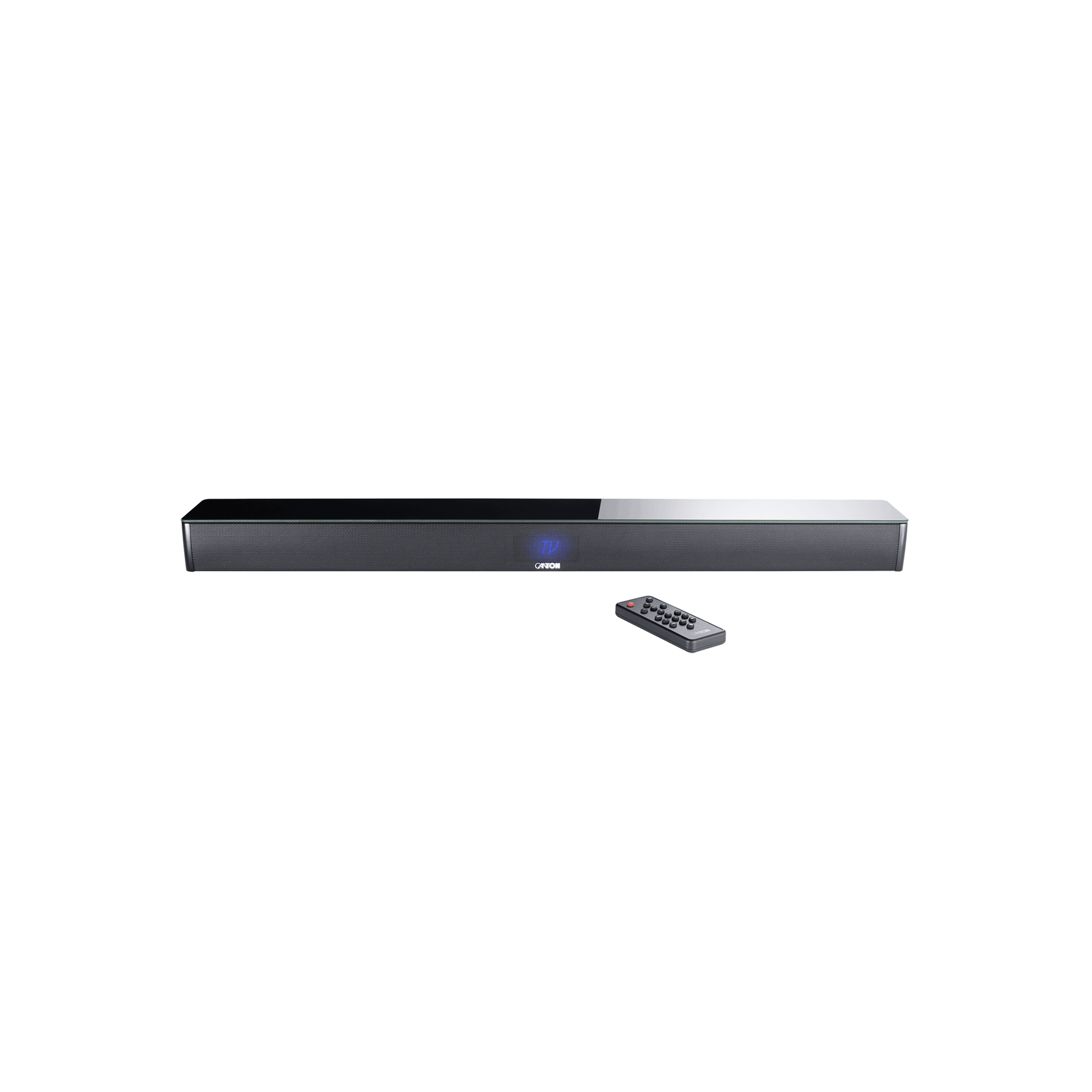 Canton Smart Soundbar 9 S2 Soundbar Schwarz Frontansicht mit Fernbedienung