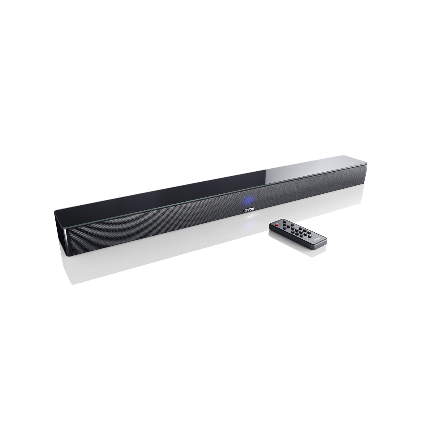Canton Smart Soundbar 9 S2 Soundbar Schwarz Schrägansicht von oben mit Fernbedienung