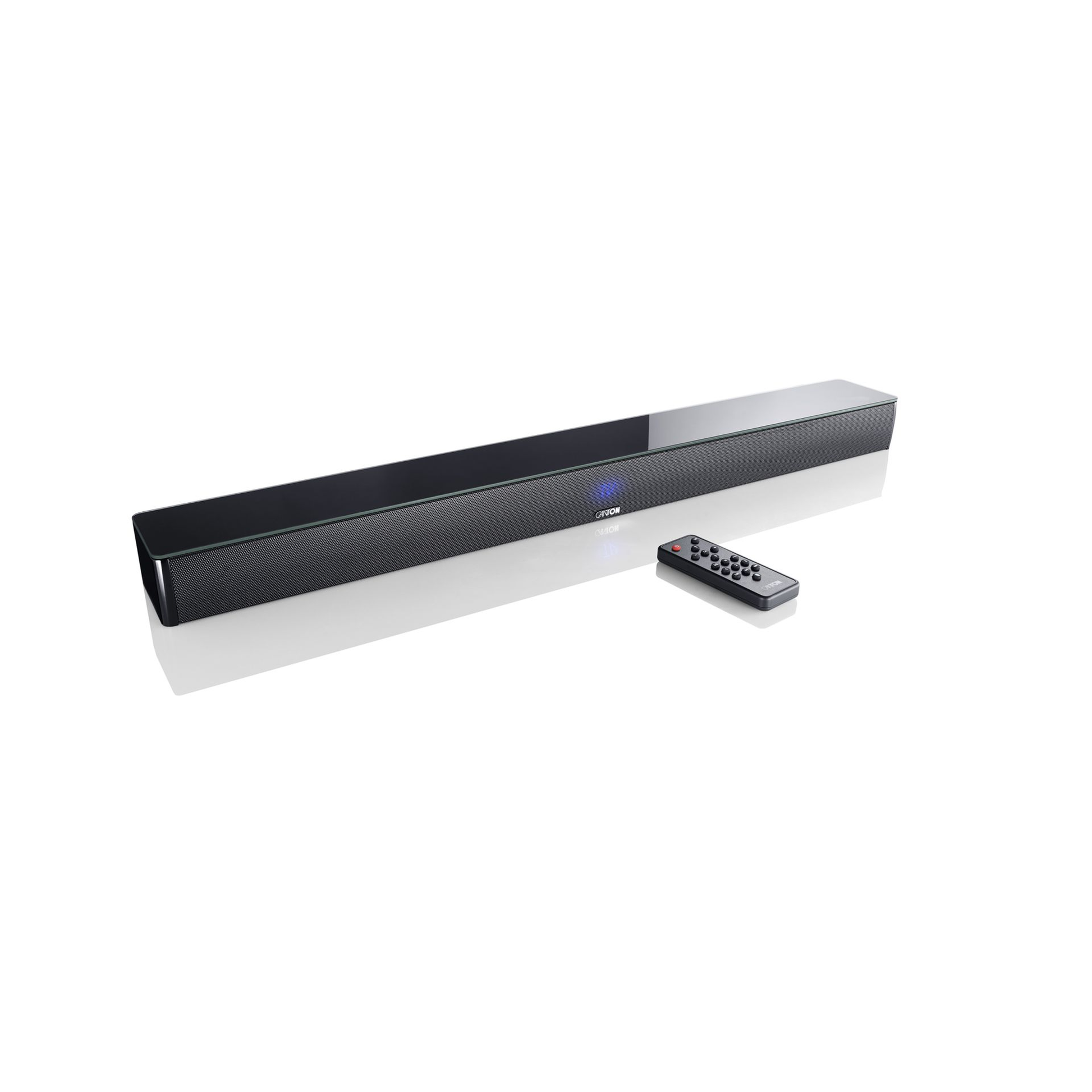 Canton Smart Soundbar 9 S2 Soundbar Schwarz Schrägansicht von oben mit Fernbedienung