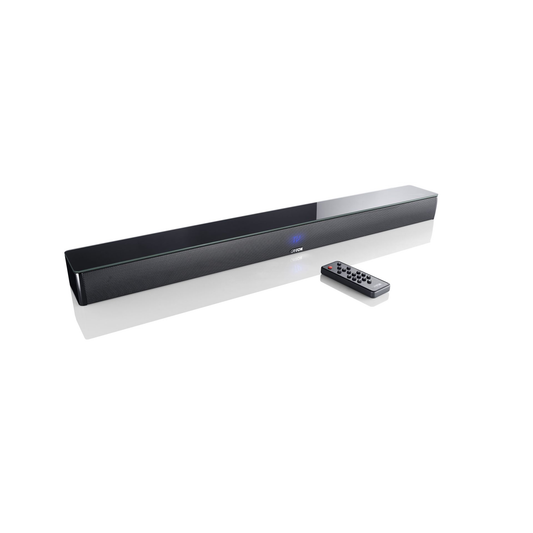 Canton Smart Soundbar 9 S2 Soundbar Schwarz Schrägansicht von oben mit Fernbedienung