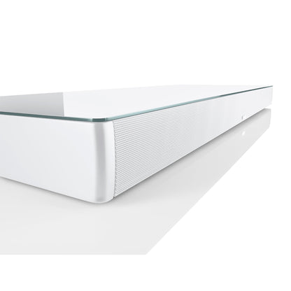 Canton Smart Sounddeck 100 S2 Sounddeck Weiss Detailansicht von Glasplatte und Frontgitter