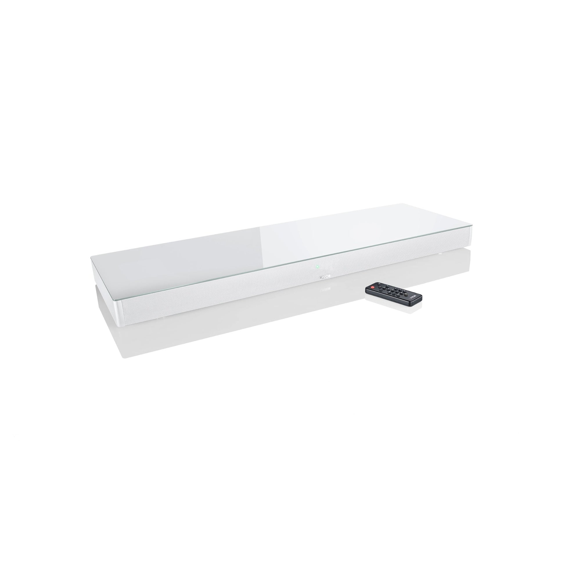 Canton Smart Sounddeck 100 S2 Sounddeck Weiss Schrägansicht von oben mit Fernbedienung
